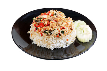 Basil fried rice with crabmeat