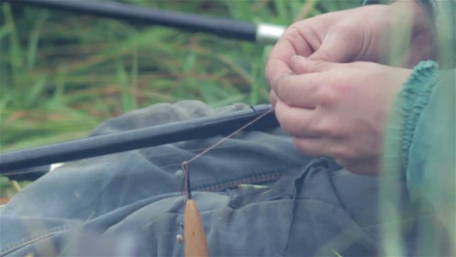 bait on the hook/Fishing touch on the hook bait for fish