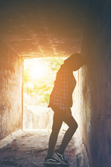 Obraz premium sad woman standing and cry feeling so bad,loneliness,sadness,nob