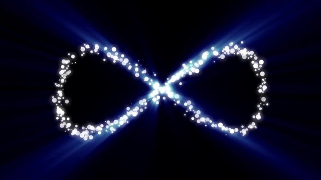 simbolo infinito di particelle con effetto luminoso