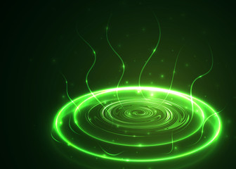 Circle light effect with blue lines. Abstract background. Vector graphic design.