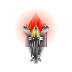 Fire torch isolated on white vector