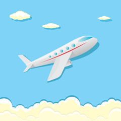 Fototapeta na wymiar vector airplane icon. cartoon plane in blue sky