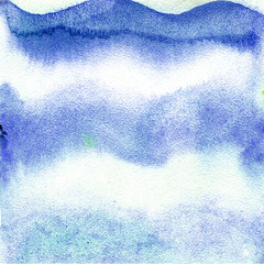illustration depicting the wavy texture background blue color. watercolor, wet effect.