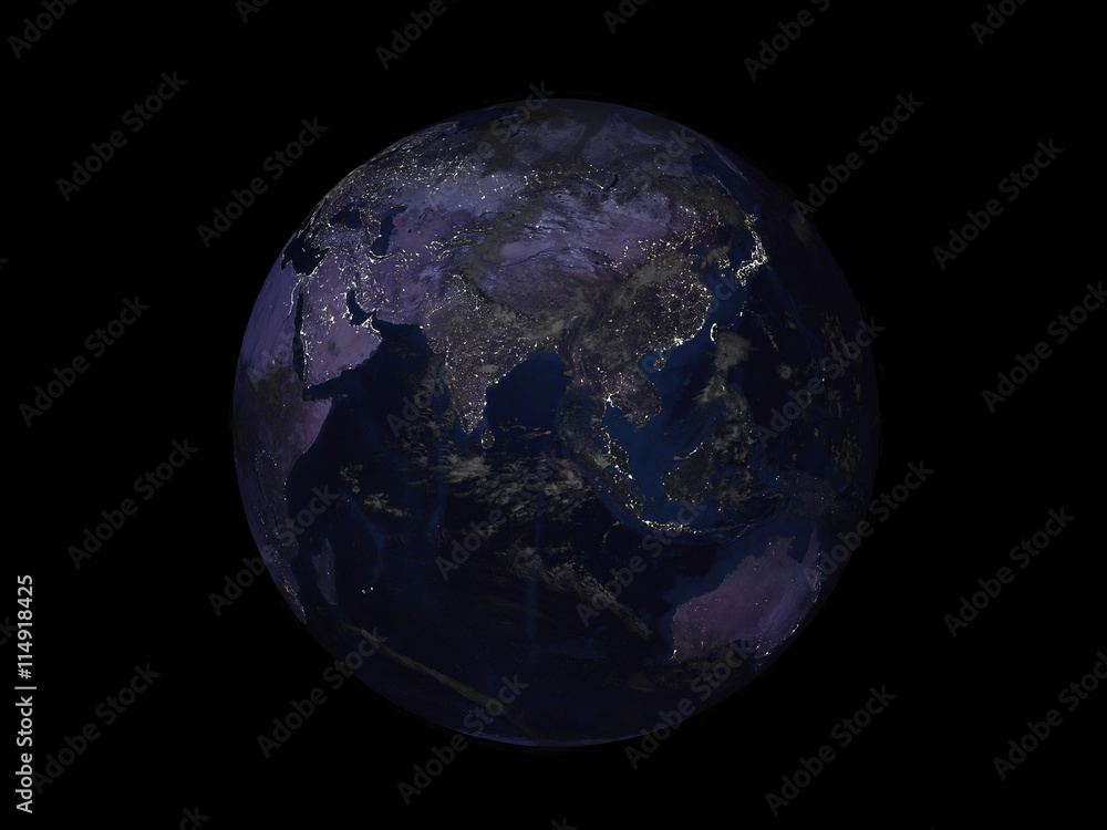 Canvas Prints planet earth on black background view from space 3d
