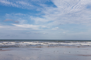 Sea, Wind, waves and cloudy in sky