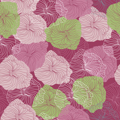 Vector floral pattern in doodle style with flowers. Gentle, spring