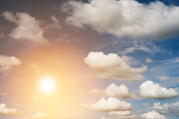 close-up blue sky with cloud summer time and sunrise
