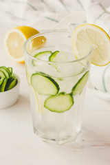 Cold drink with cucumber and lemon