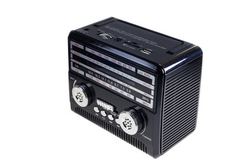 Retro black radio white background.