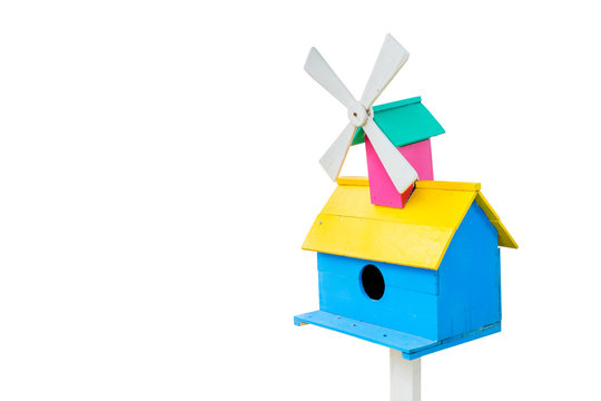Isolated colorful bird house
