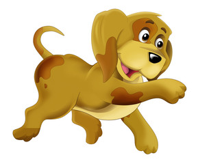 Cartoon happy dog - farm animal - isolated - illustration for children