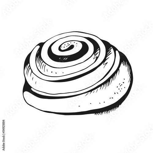 "Cinnamon bun hand drawn illustration" Stock image and royalty-free