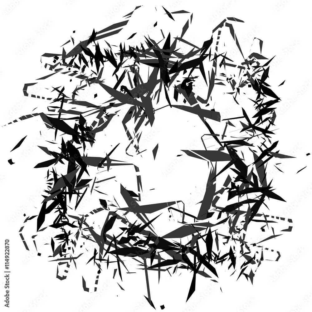 Poster random, chaotic edgy shapes. rough monochrome texture. abstract