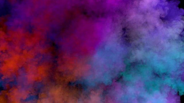 Colored smoke radial explosion on black (slow motion, with alpha matte, full hd)