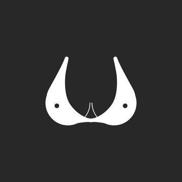 Erotic breast in bikini simple icon on background