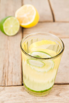 Lemonade with lemon and lime