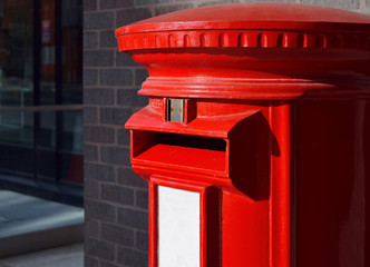 Red mailbox in Birmingham downtown
