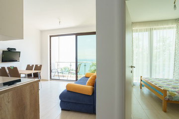  Interior of a guest house room with kitchen