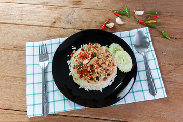 Basil fried rice with crabmeat