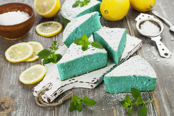 Lemon pie with  color coconut