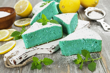 Lemon pie with  color coconut