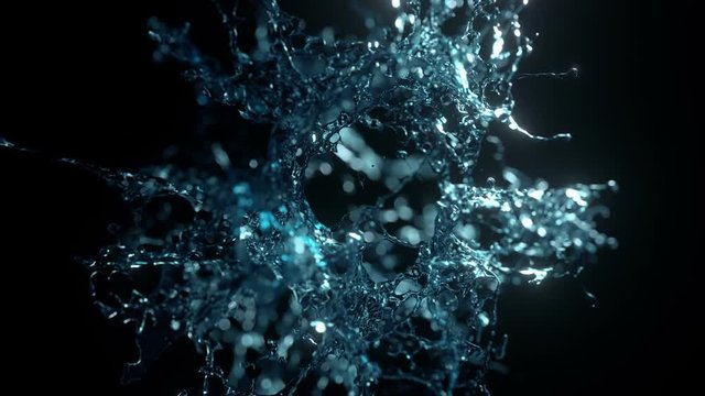 Water explosion on black (cg ,slow motion, with alpha matte, full hd)