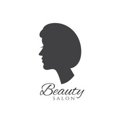  Conceptual logo silhouette of a woman with hair. Template desig