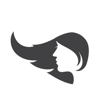 recommend clip art:  Conceptual logo silhouette of a woman with hair. Template desig