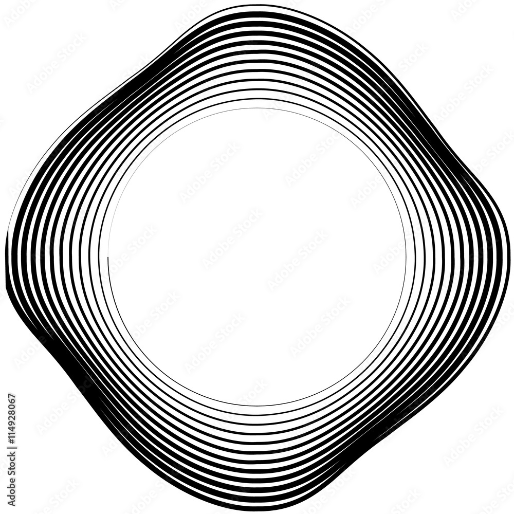 Aufkleber Irregular / asymmetric radiating circular abstract geometric ele