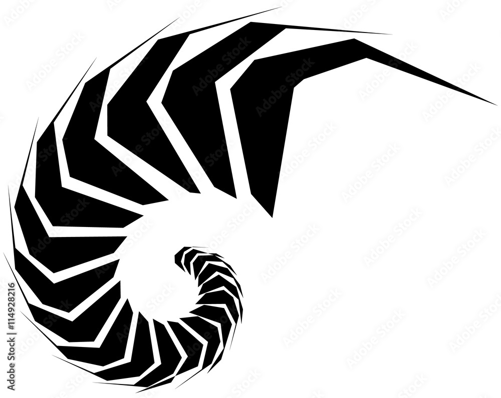 Fototapete Geometric shape - Angular edgy element on white.