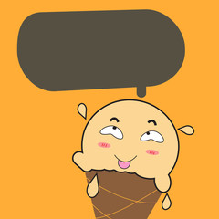 Happy ice cream character , cartoon vector , color background