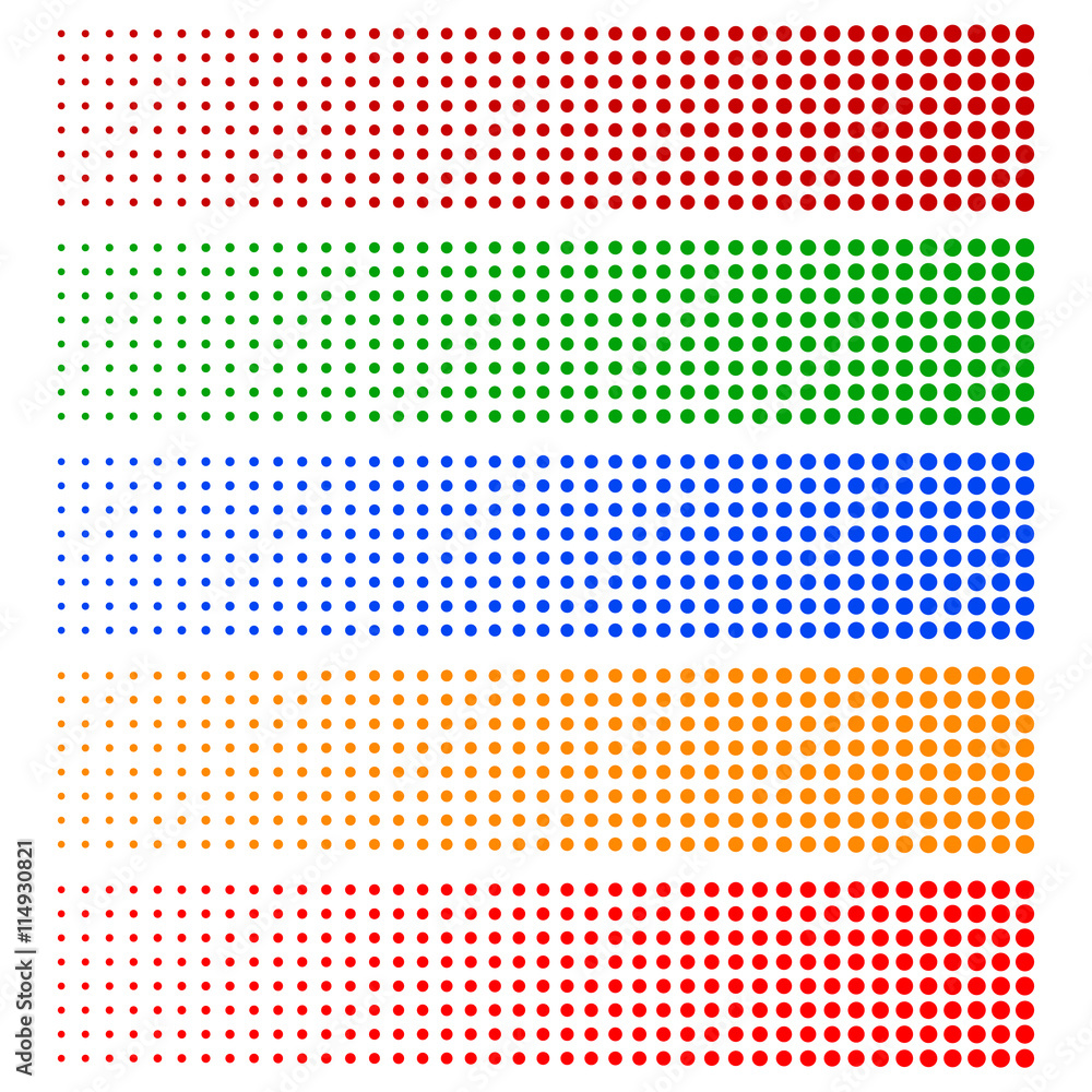 Poster halftone elements. fading circles in 5 colors.