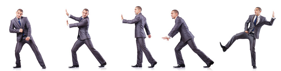 Obraz premium Businessman in various poses isolated on white
