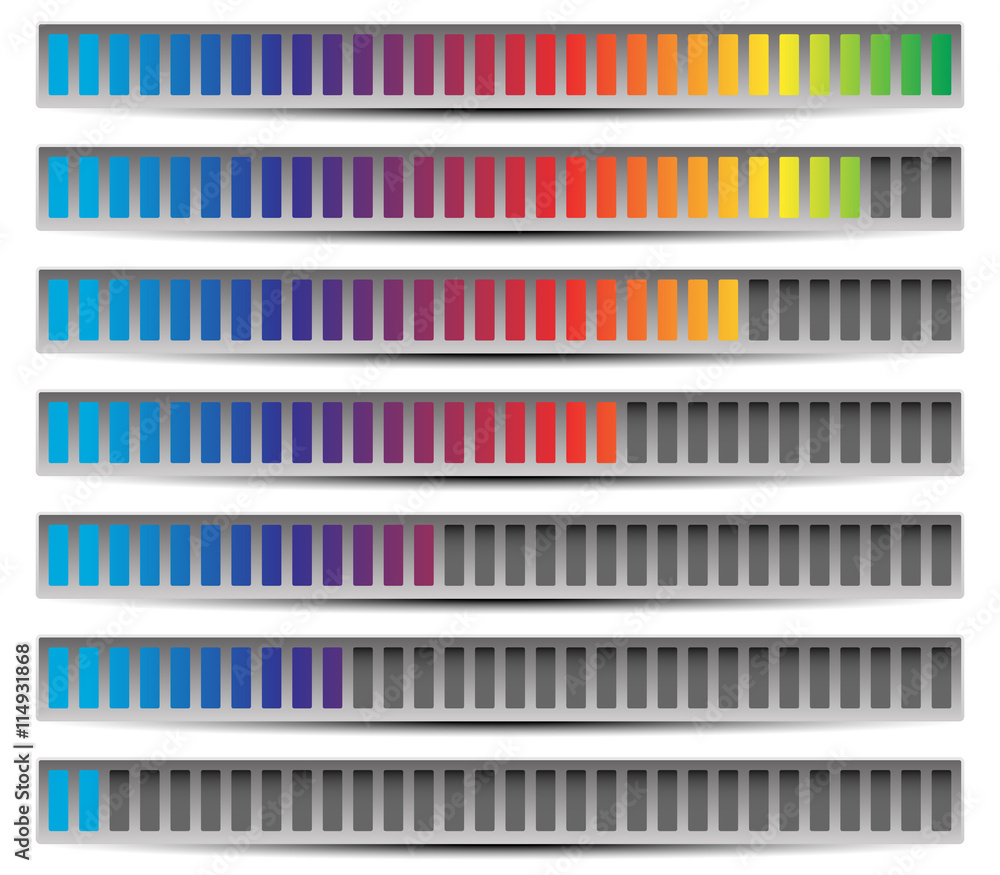 Aufkleber Set of progress, loading bars, preloaders in sequence from low t