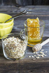 Good breakfast on wooden table