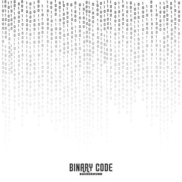 Binary code black and white background with digits on screen. Encryption. Coding. Program code. Algorithm. Vector background. Rows of numbers.