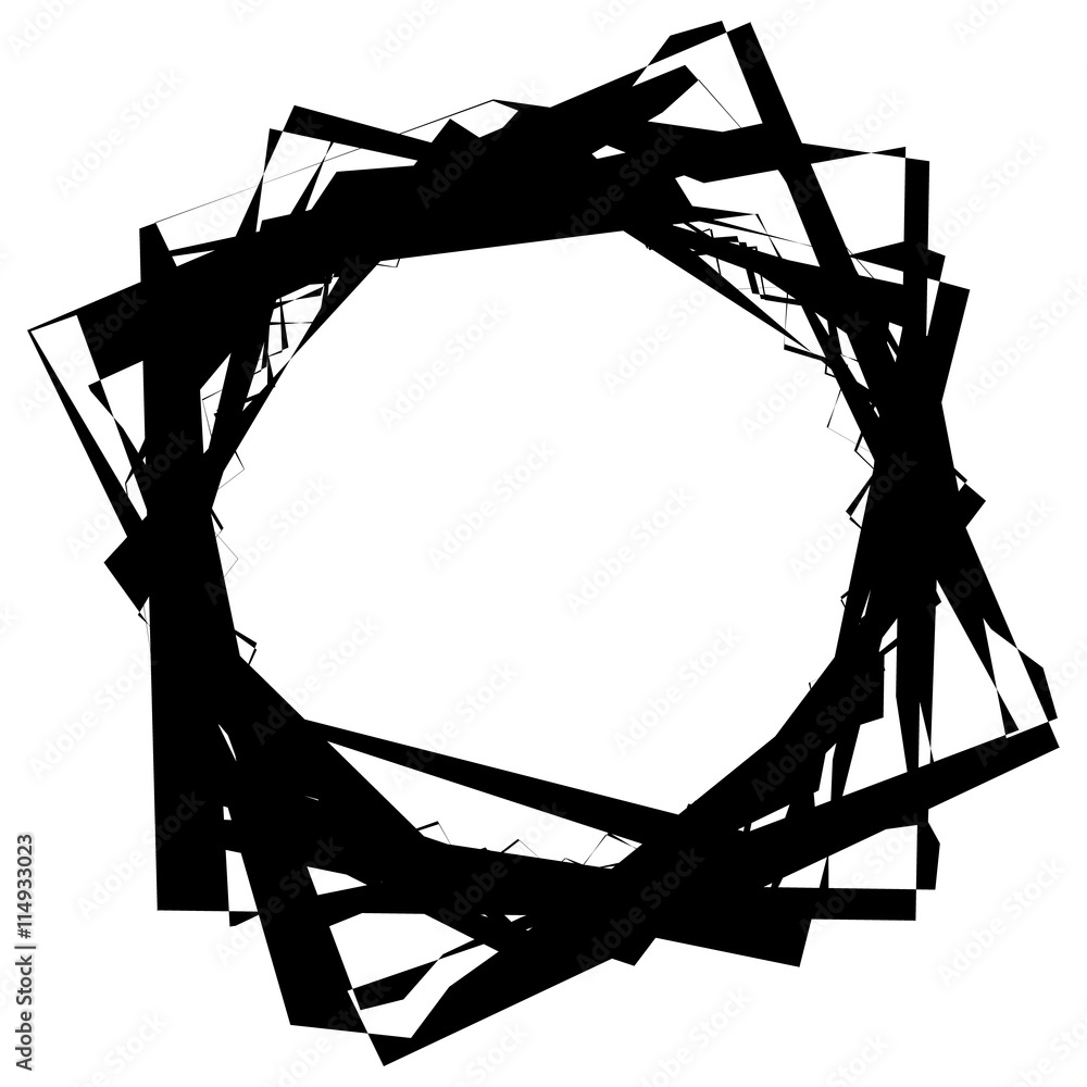 Poster edgy, angular monochrome geometric element. abstract graphics.