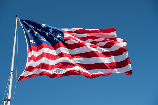 Fort Mchenry Baltimore Usa Flag While Waving