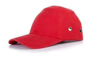 Fototapeta premium Red baseball cap isolated on the white background