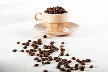 Coffee seed in beige cup
