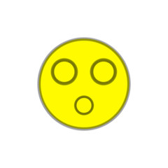 The smile on a white background. An expression of surprise on hi