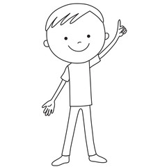 Positive boy pointing a finger upwards