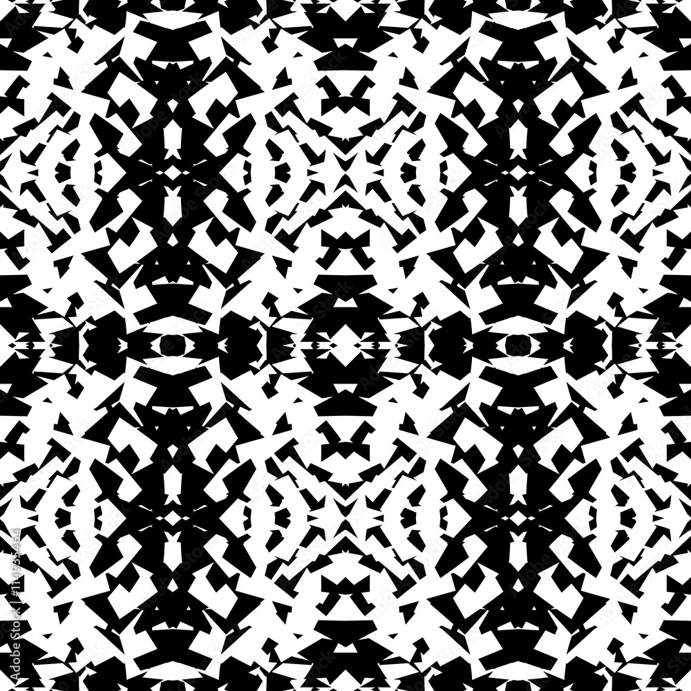 Poster mirrored geometric pattern. repeatable monochrome abstract backg
