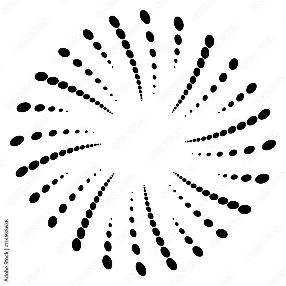 Poster twist, spiral shape with circles. rotating dotted element. abstr