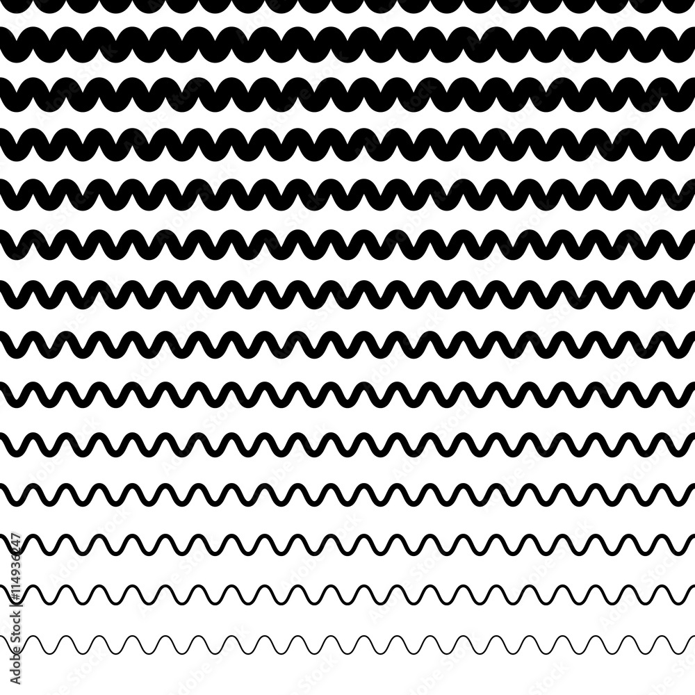 Poster horizontally repeatable irregular wavy lines. billow, ripply, un