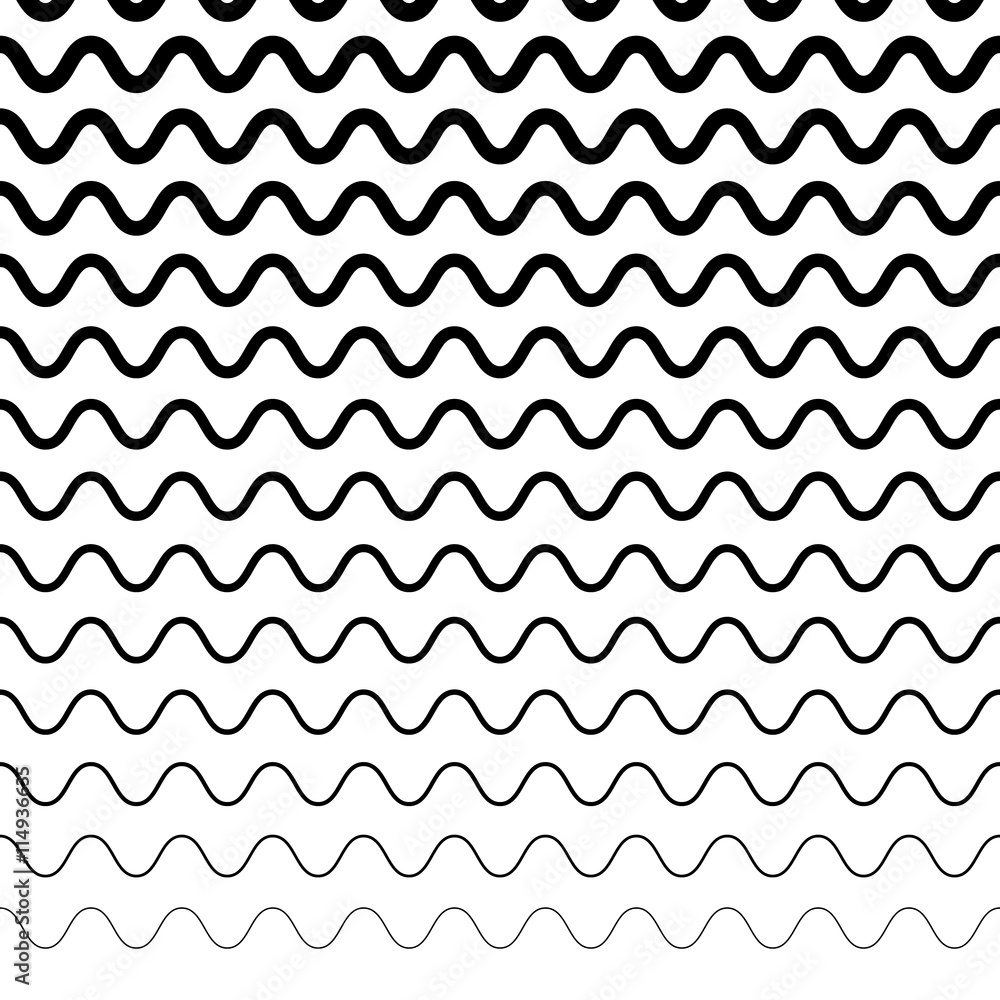 Poster horizontally repeatable irregular wavy lines. billow, ripply, un
