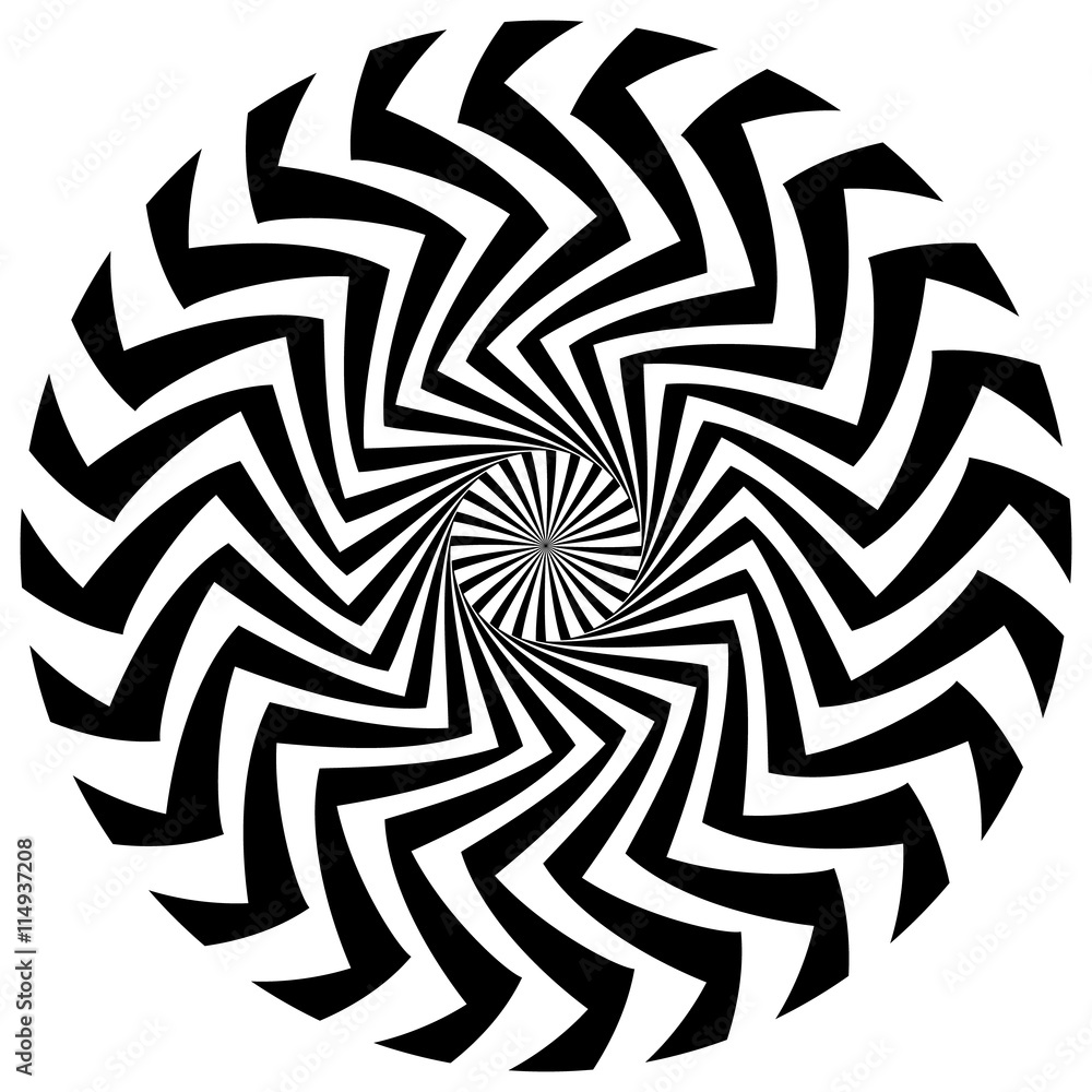 Poster abstract circular element. rotating radial lines with wavy effec