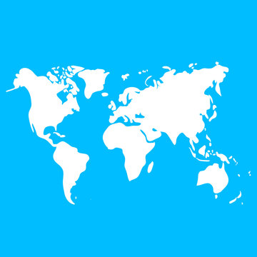 Vector world map on blue background for design