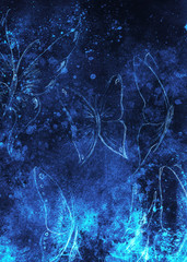 drawing of butterfly. computer collage and color structure.